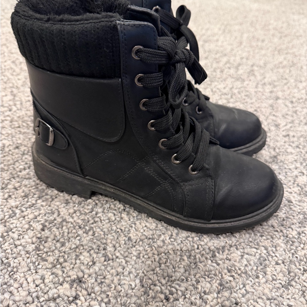 Women's Black Lace-Up Boots